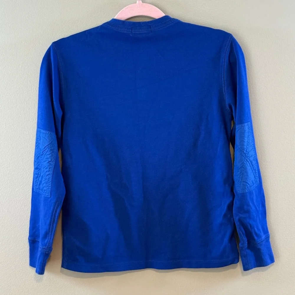 Polo Ralph Lauren Boys Royal Blue Henley Shirt Long Sleeve Elbow Patches M 10-12 - Picture 3 of 6